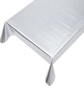 Tafelzeil Metallic Plain Silver -  140 x 500 cm - Zilver tafellaken - Tafelkleed plastic - Voor buiten en binnen - Verschillende maten - Geleverd in een koker