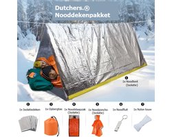 Dutchers.® Nooddekenpakket - Set van 8 Benodigdheden - Noodsituaties - Inclusief Multifunctionele Overlevingsarmband - Noodfluitje - Noodtent - Isolatie Poncho - Isolatiedeken - Reddingsdeken - Overlevingspakket - Survivalset