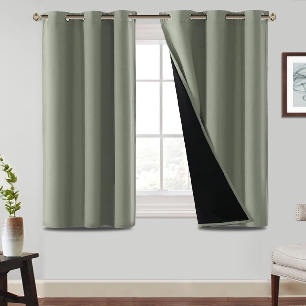 Unyqoos ® Complete Verduisterende Gordijnenset met Isolerende Eigenschappen voor Woonkamer en Slaapkamer, 2 Stuks groen