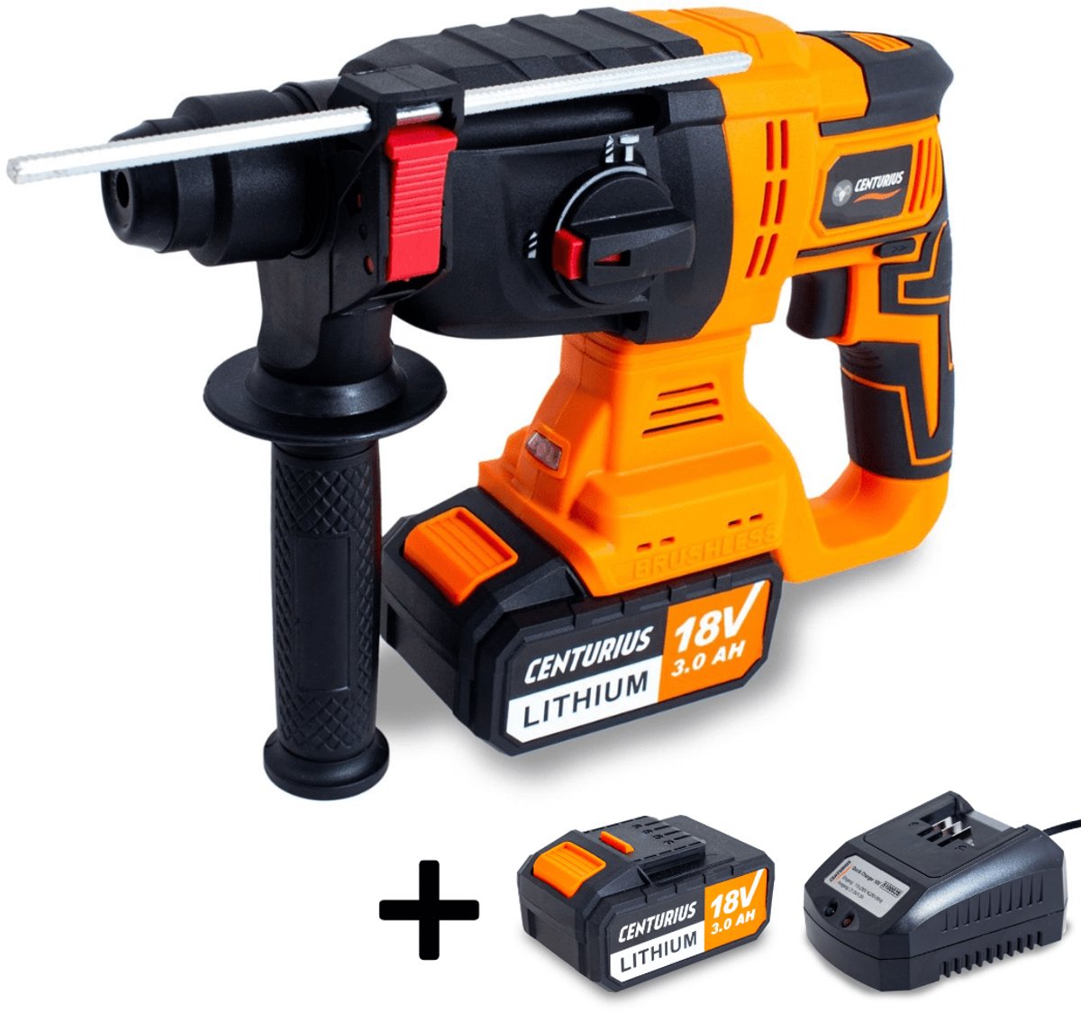 Accu Boorhamer 18 V SDS-PLUS – Compact & Krachtig | 0–1 800 RPM – 0–4 450 BPM – Softgrip & LED-Werklamp – Inclusief 4.0 Ah Li-Ion Accu & Snellader – Direct Gebruiksklaar Voor Steen & Beton