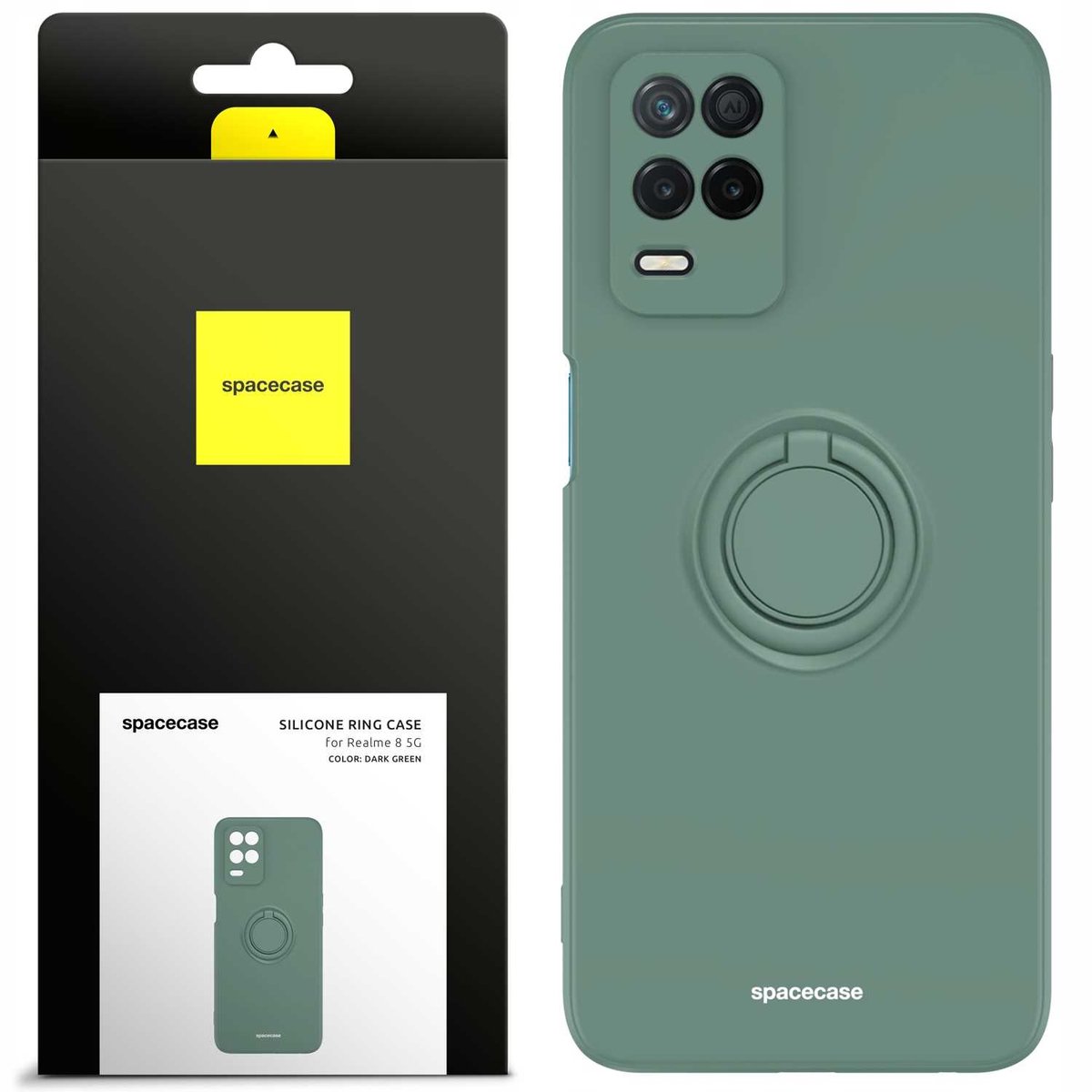 Spacecase Siliconen Case Ring Voor Realme 8 5G Donkergroen