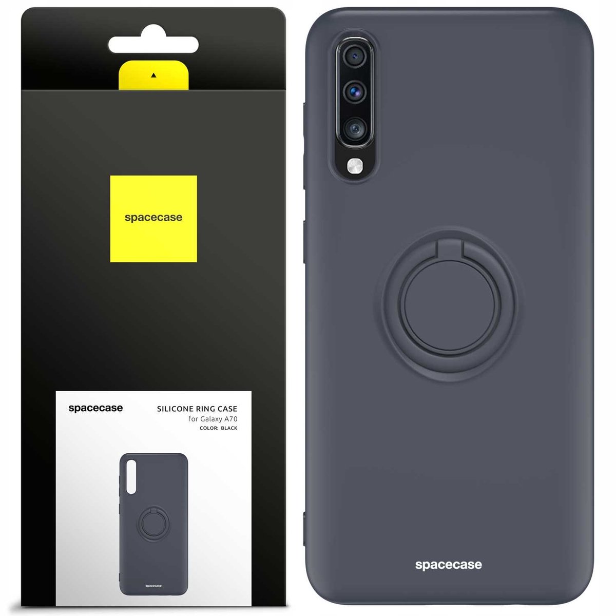 Spacecase Siliconen Case Ring Voor Samsung Galaxy A70 Zwarte Cover