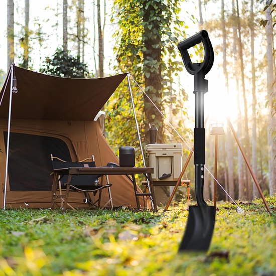 Compacte Heavy Duty Metalen Tuinschep 78 cm - Schop om te Graven voor Caming, Tuin, Auto - Zwart van Brüder Mannesmann — afbeelding 4