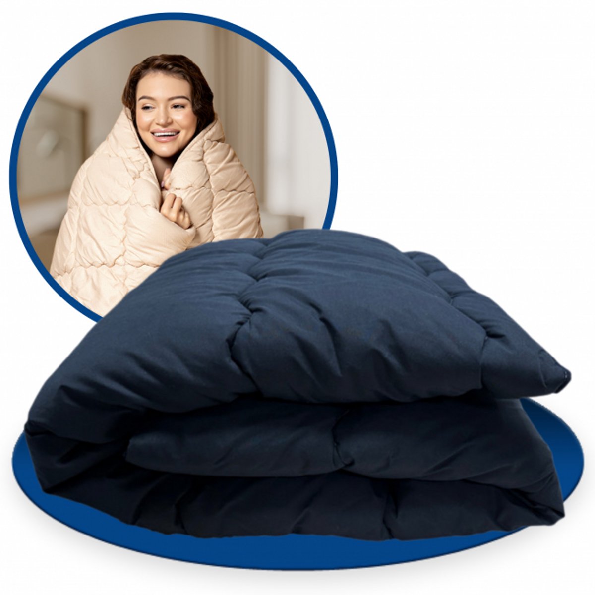 Zavelo Eazzy - Dekbed zonder Overtrek - Lits-Jumeaux (240x220 cm) Extra Lang - Hoesloos Dekbed - Bedrukt Dekbed blauw - All year Zomerdekbed & Winterdekbed - Wasbaar op 60°C