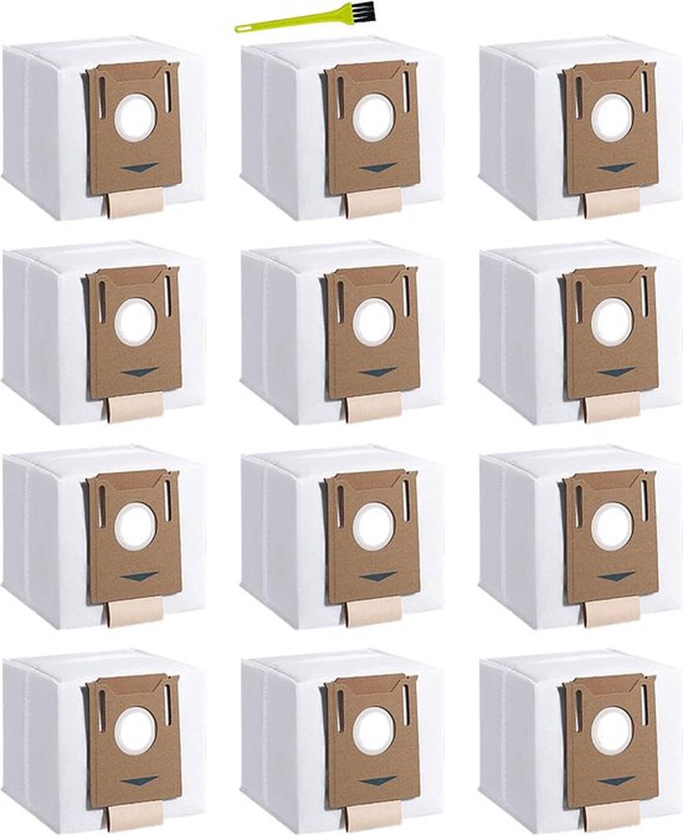 12 stuks stofzuigerzakken geschikt voor Ecovacs Deebot N8/N8 Pro/N8 Pro Plus/N8 Pro Care, OZMO T8/T8 Pure/OZMO T8+, T9/T9+/T9 AIVI, yeedi vac 2 pro/vac max/vac hybrid/yeedi vac station, met reinigingsborstel