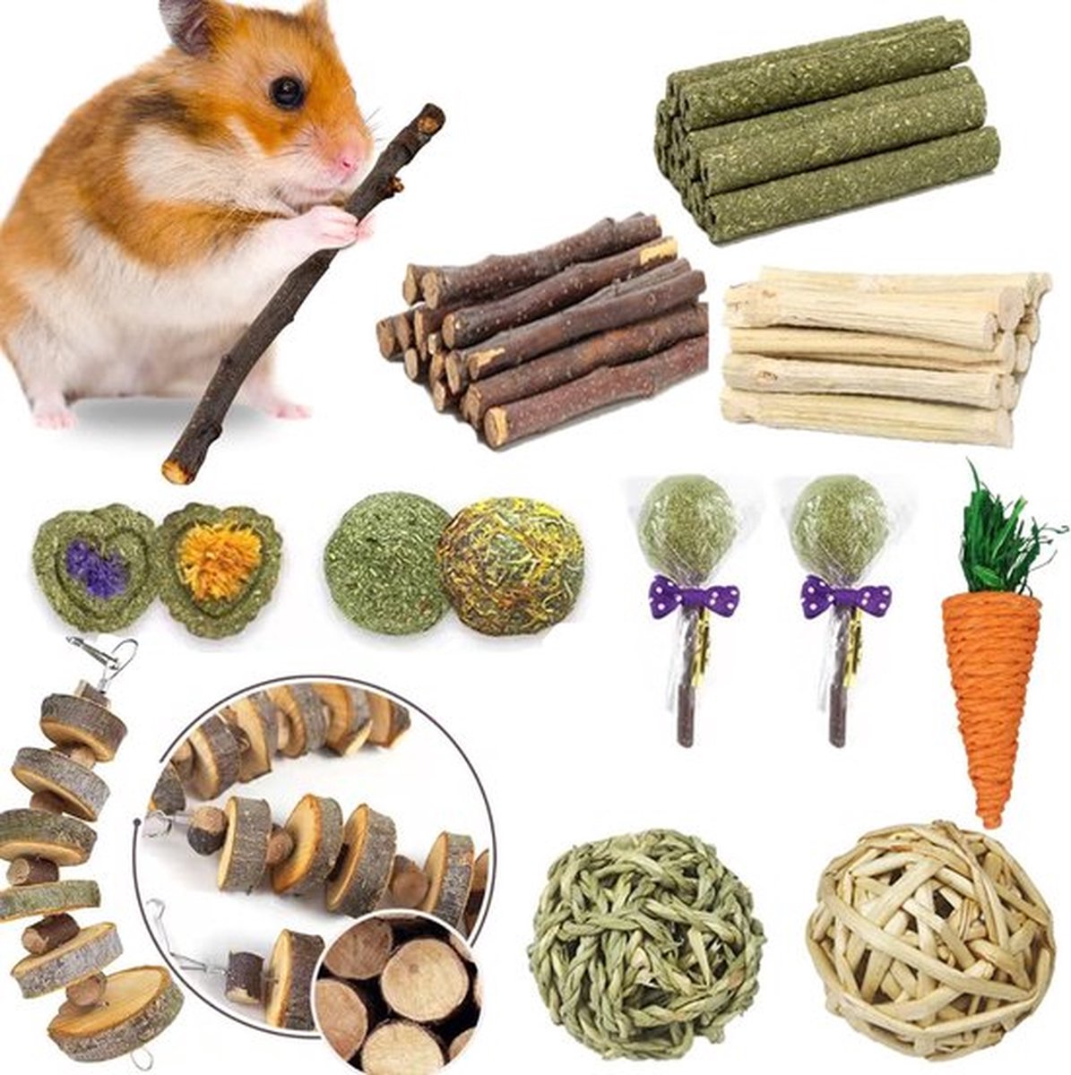 31-Delig Hamster & Konijn Kauwspeelgoed Set – Natuurlijke Appelhout Sticks & Gras – Tandverzorging & Spijsvertering Bevorderend – Voor Kleine Knaagdieren & Vogels – Veilig Materiaal 31-Delig Hamster & Konijn Kauwspeelgoed Set – Natuurlijke Appelhout Sticks & Gras – Tandverzorging & Spijsvertering Bevorderend – Voor Kleine Knaagdieren & Vogels – Veilig Materiaal