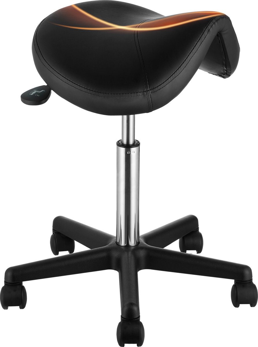 Vevor Zadelkruk met wielen 400lb Gewichtscapaciteit Ergonomische Rolling Zadelkruk In Hoogte Verstelbaar Verdikt PU Leer Draaibare Zadelkruk Stoel voor Salon Spa Clinic Zwart