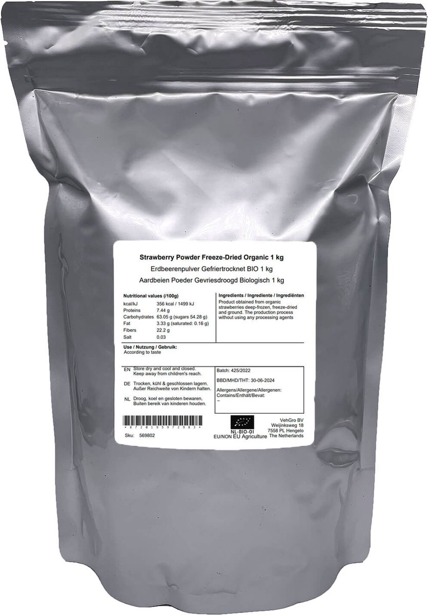 Aardbeien Poeder Gevriesdroogd - 1 Kg - Holyflavours