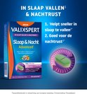 Valdispert Slaap & Nacht Advanced verpakking met de tekst "IN SLAAP VALLEN & NACHTRUST" en een tablet-illustratie.