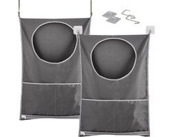 Hangende waszak, waszak, camping, waszak, deur, waszak met 2 extra roestvrijstalen deurhaken, wasmand, wordt in slaapkamerkasten, deuren muren (2 stuks)