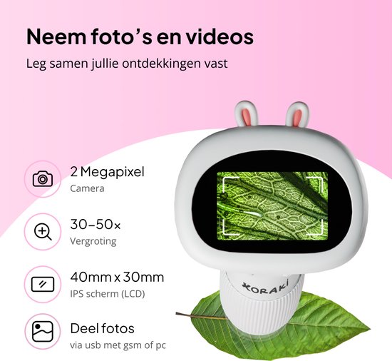 Ashfly Lot de 2 microscopes pour Enfants avec écran IPS 2,0, 200x microscopes de Poche avec 8 LED, Vue PC Compatible avec Window, Cadeau Microscope pour Enfants à partir de 3 Ans