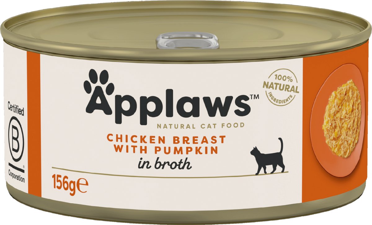 Applaws Applaws Blik Cat 156 gram Smaak - KIPFILET & POMPOEN