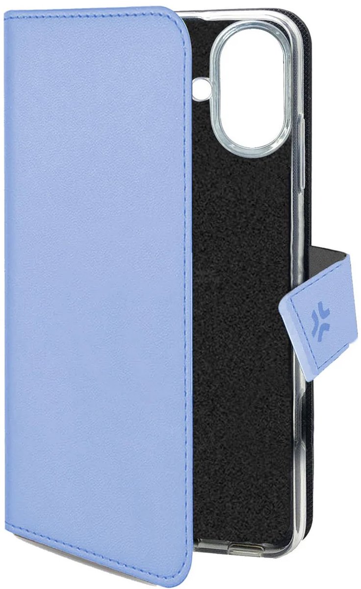Celly Wally Bookcase Hoesje - Apple iPhone 16 - Kunstleer - Pasjeshouder - Lichtblauw