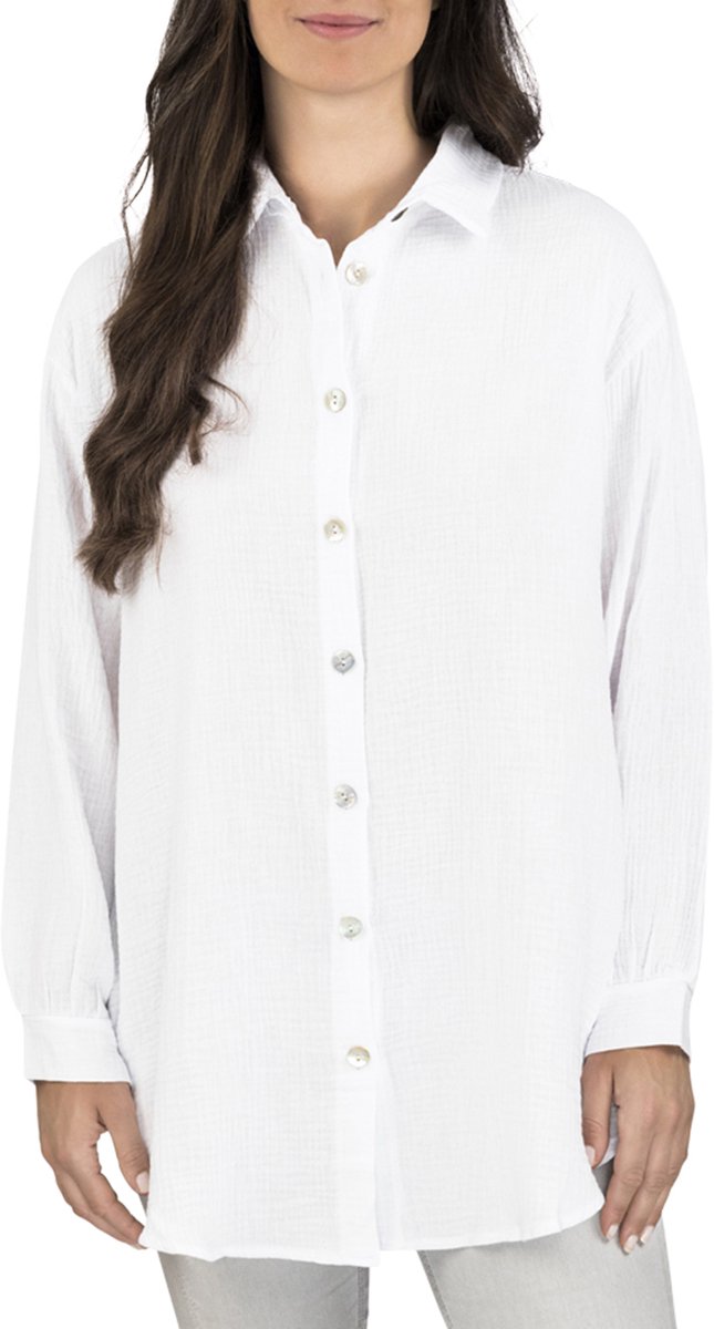 DENIMFY Dames Blouse DFMathilda bequem Wit S/M Volwassenen gemaakt van 100% katoen