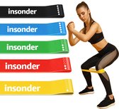 Insonder Fitness Weerstandsbanden Set van 5 - Extra sterk tot 18kg - Resistance Band - Fitness Elastiek - Booty Band - Sport Elastiek Banden - Fitness Band - Mini Bands - Verschillende Weerstandsniveaus - Inclusief Ebook