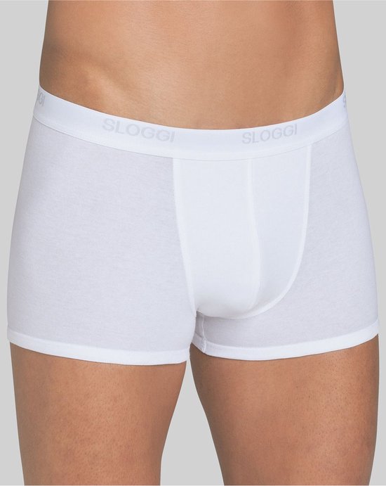 Witte Sloggi boxershorts met grijze tailleband.