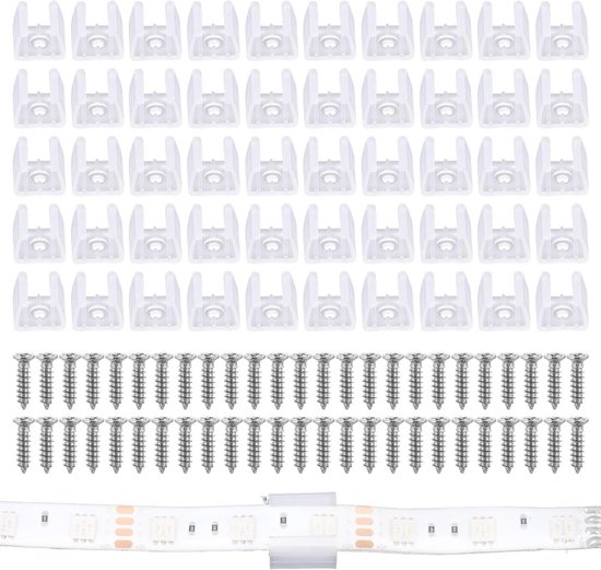 Foto: Waterdichte led lichtstripclips 50 stuks geschikt voor 10 mm tot 12 mm led striphouder met schroeven doorschijnend 