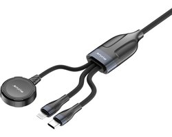 Rixus 3 in 1 Watch And Phone Charger Cable 120CM Black