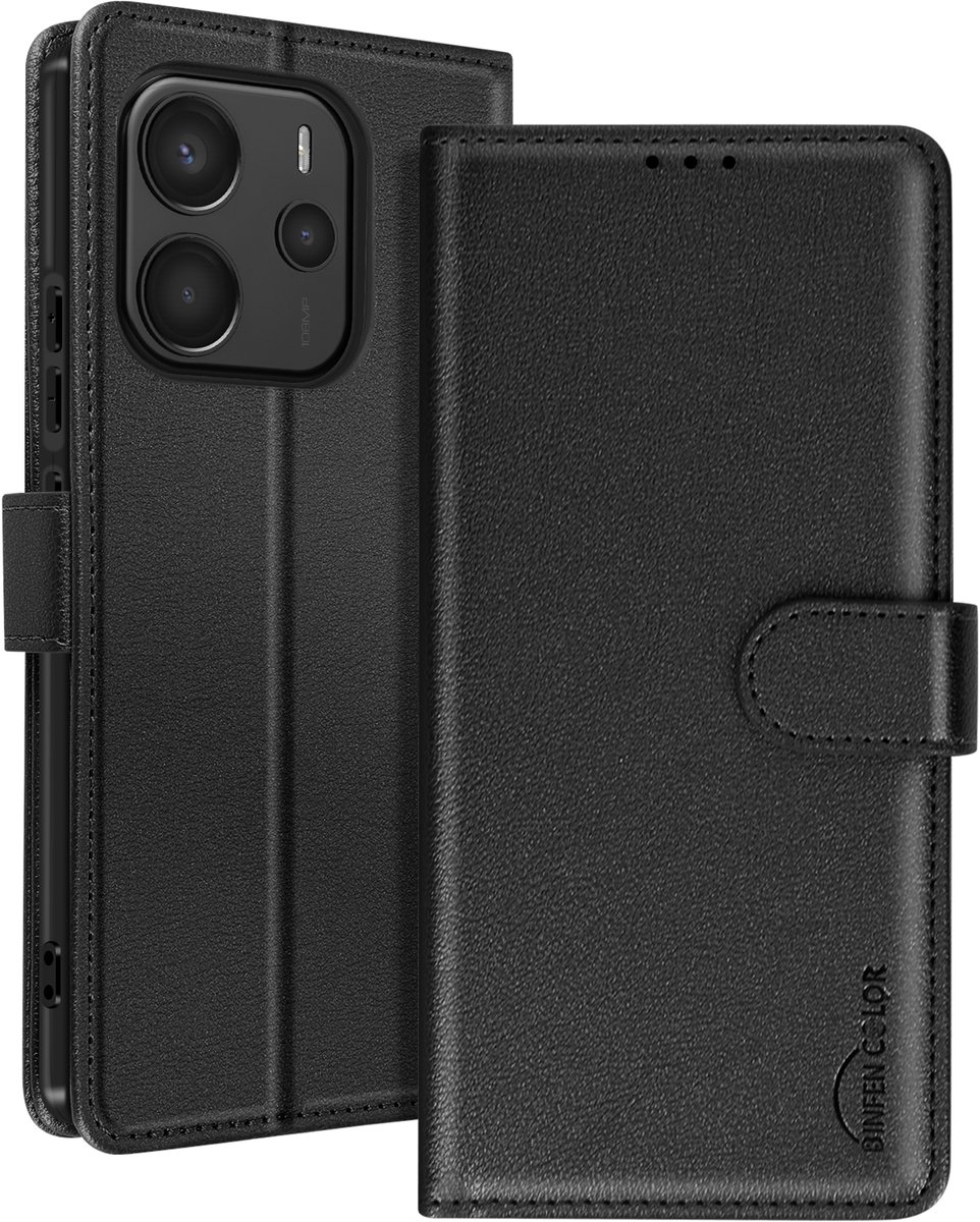 Avizar Hoesje voor Redmi Note 14 4G Clap Wallet Magnetische sluiting, Zwart