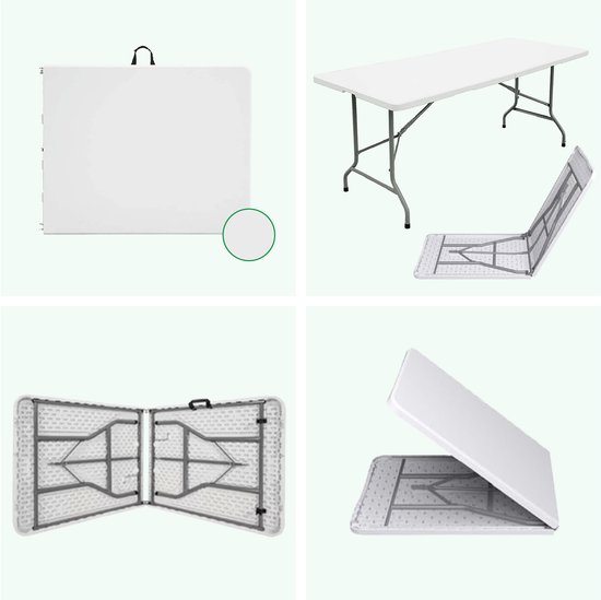 MaxxGarden Vouwtafel - Inklapbare Tuintafel - Campingtafel Opvouwbaar - Klaptafel - 152x70x74 cm - Wit van MaxxGarden — afbeelding 4