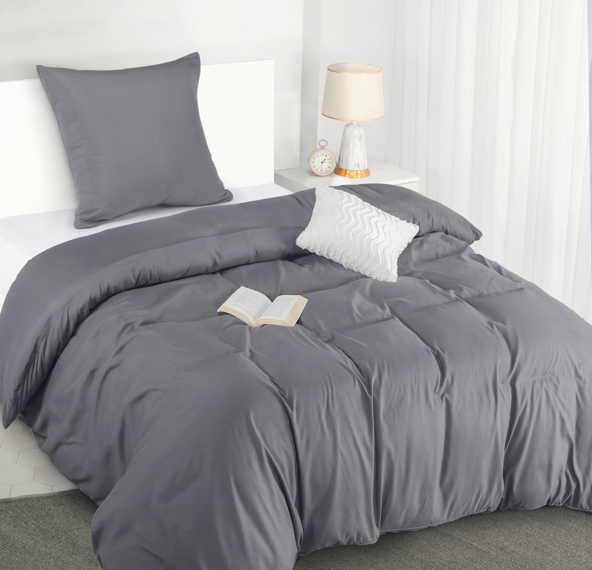 Unyqoos ® Luxueuze en Zachte Dekbedovertrekset van Hoogwaardige Microvezel voor Ultiem Comfort grijs
