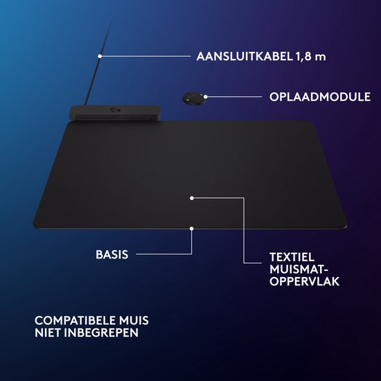 Logitech G Powerplay 2 - Tapis de souris et station de chargement sans fil - Noir