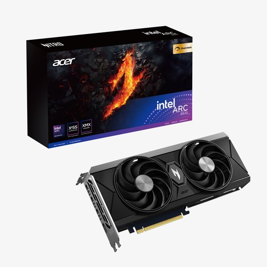 Acer Nitro Intel Arc B570 OC 10GB GDDR6 PCIe 4.0 Gaming Videokaart 8K 1x HDMI 2.1b 3x DisplayPort 2.1a