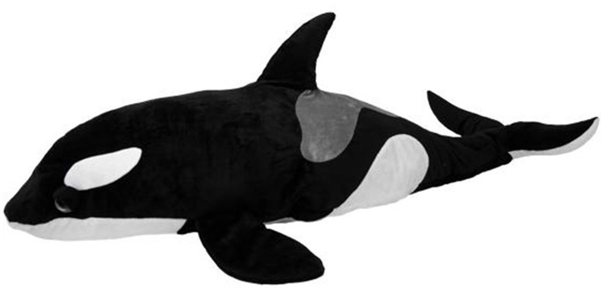 Nature Planet Knuffeldier orka - zachte pluche stof - veel details - zwart/wit - 90 cm - Cadeau - Kinderen - Zeedieren