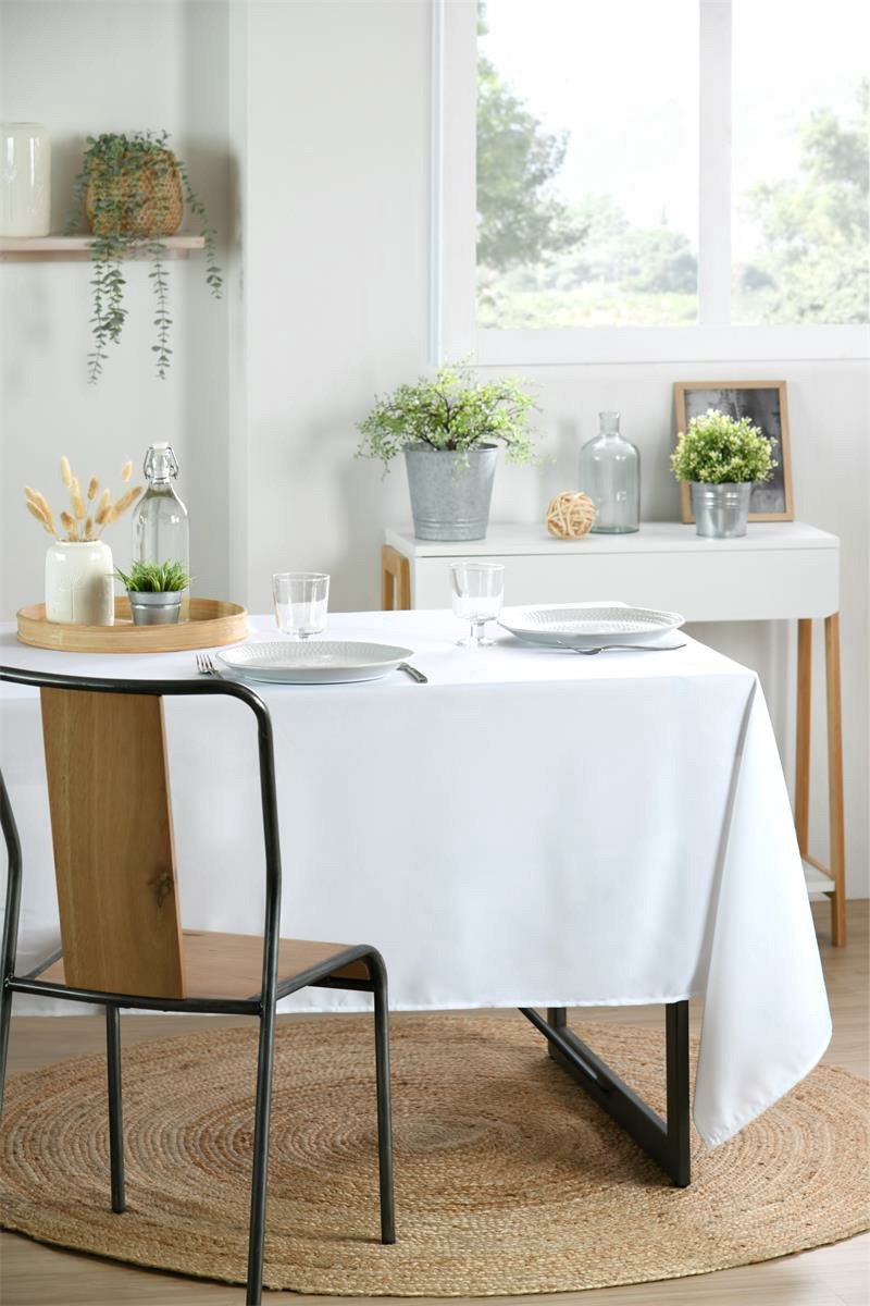 Stof Textiles Tafelkleed Nelson - 145 x 200 cm - wit - Eettafel tafellakens - polyester stof - tafel dekken