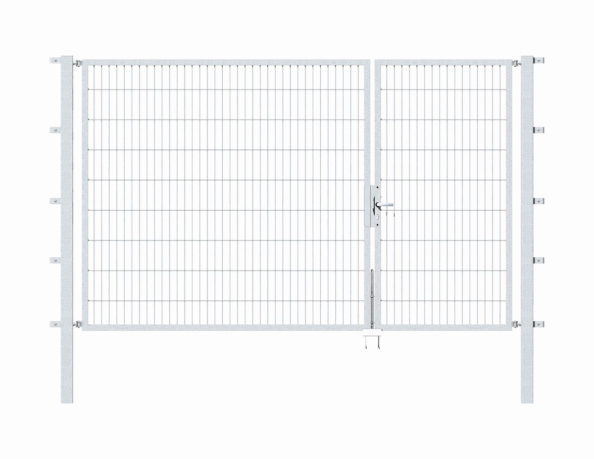 Alberts 646578 Dubbele poort Flexo met toebehoren, thermisch verzinkt, breedte 100 + 200 cm, hoogte 180 cm