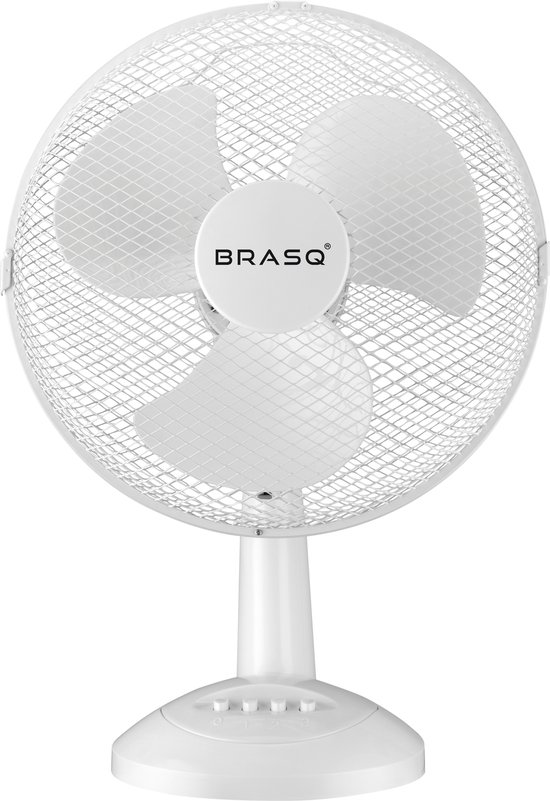 BRASQ Tafelventilator - 30 cm - Wit - 3 snelheden - Statiefventilator - 40 Watt