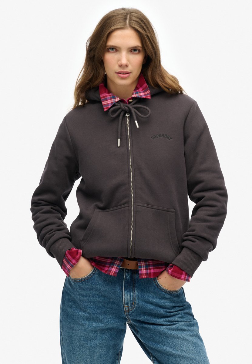 Superdry Hoodie met rits en borgvoering Dames Hoodies Zwart
