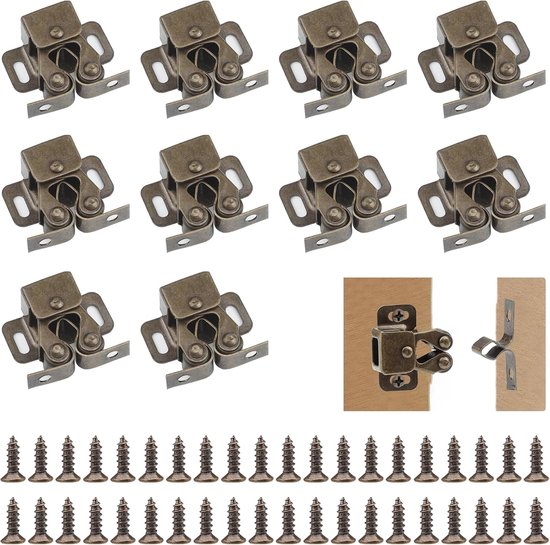 Kast deur bal vangst - messing dubbele roller - meubels deur bal
