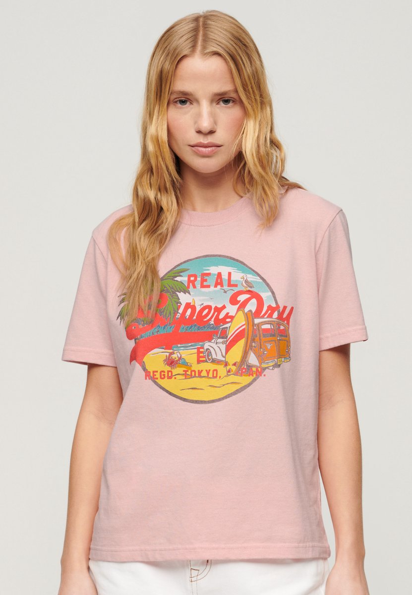 Superdry Relaxed T-shirt met LA print Dames T-shirts Roze