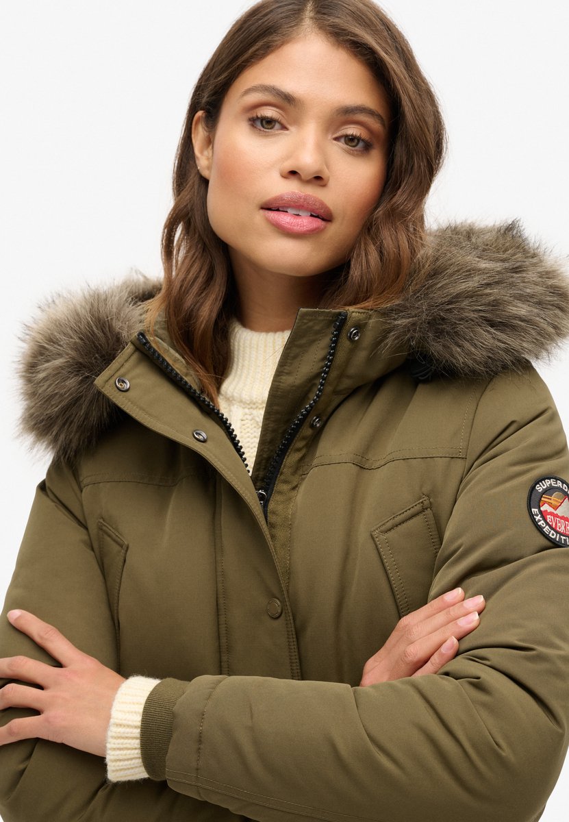 Superdry Everest parka van imitatiebont Dames Gewatteerde jassen Olijf