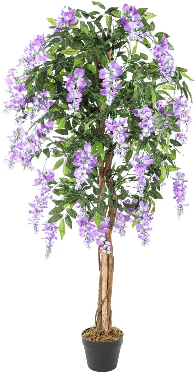 Kunstpalm Kunst Paarse Bloemboom Kiruna | 150cm - Namaak Bloemboom Kiruna - Kunstplanten voor binnen - Kunstplant bloemboom