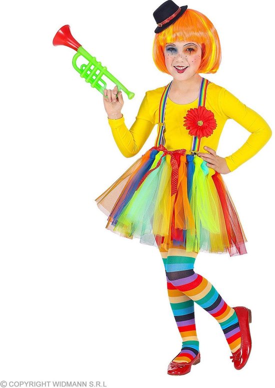 Clown & Nar Kostuum | Topact Van Het Circus Clown Meisje | Maat 110 | Carnaval kostuum | Verkleedkleding