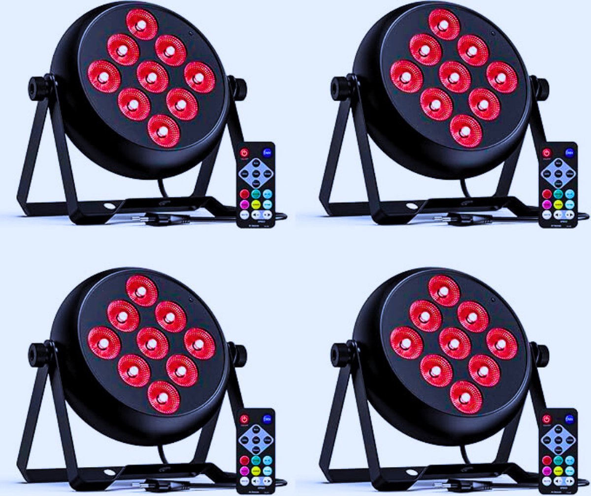 RGBW Podiumverlichting Set Van 4 - 9 LED's - DMX-5/8CH - Afstandsbediening - 4 Bedieningsmodi Voor DJ's - Disco's - Bruiloften - Feesten & Feestdagen - Energieklasse E