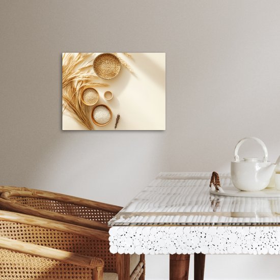 Tableau sur toile 40x30 cm - Décoration murale Céréales - Bois - Kom - Beige - Accessoires de Décoration murale - Décoration murale Cuisine - Peintures sur toile