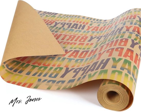 3 rollen 43 cm x 3 m inpakpapier, herbruikbaar inpakpapier Happy Birthday voor kinderen, jongens, verjaardagsinpakpapier