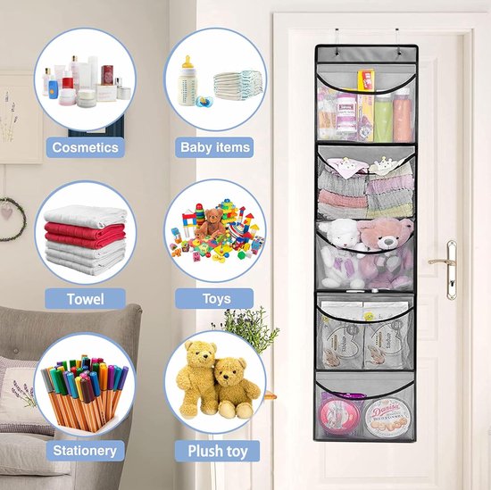 Hangende organizer, knuffeldier boven de deur
