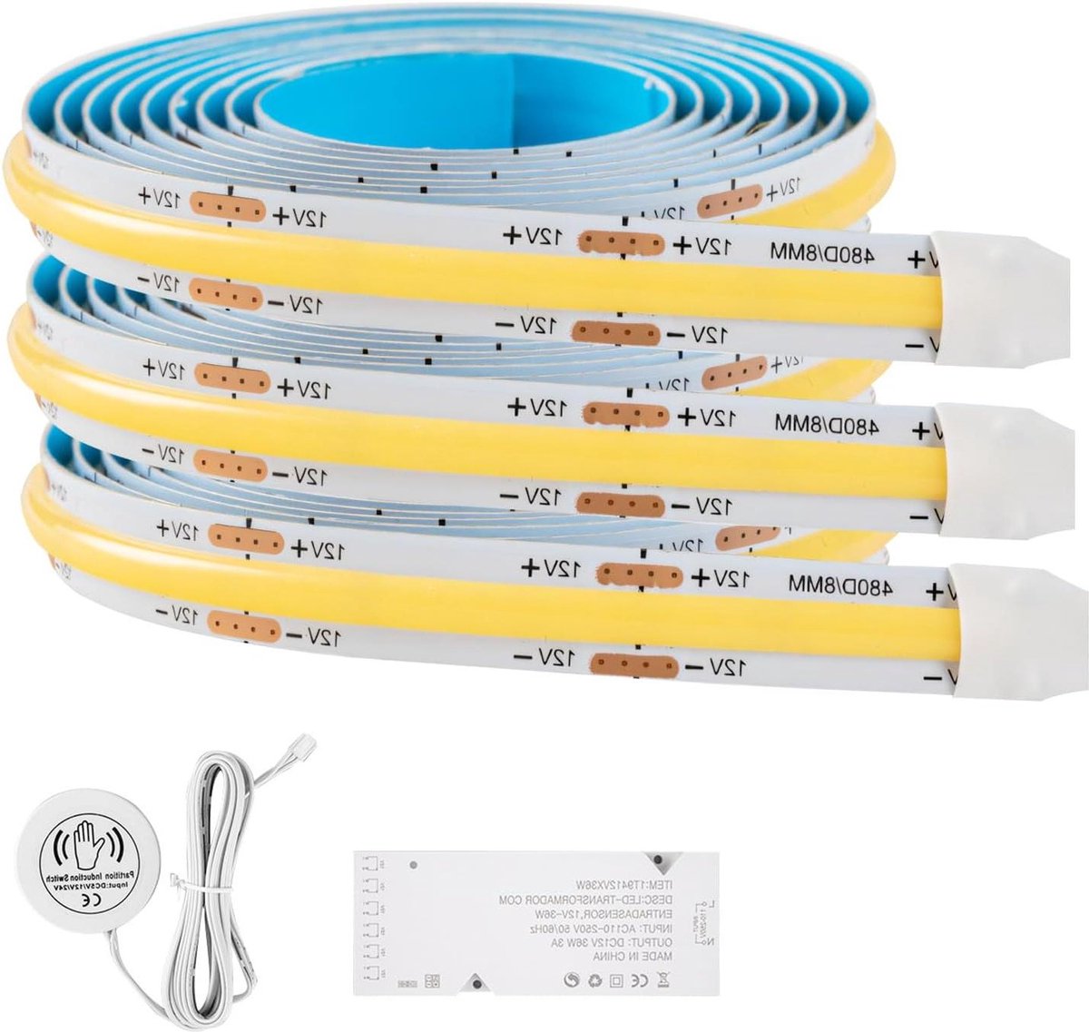 Set Van 3 x 1 Meter Zelfklevende LED Stripverlichting - Warmwitte Lichaamssensor - Energieklasse A