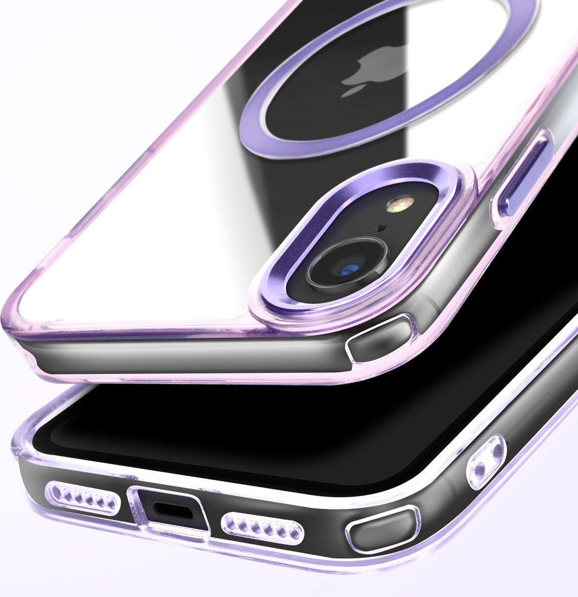 Avizar MagSafe hoesje Geschikt voor Apple iPhone XR Crystal Color rug, Paars