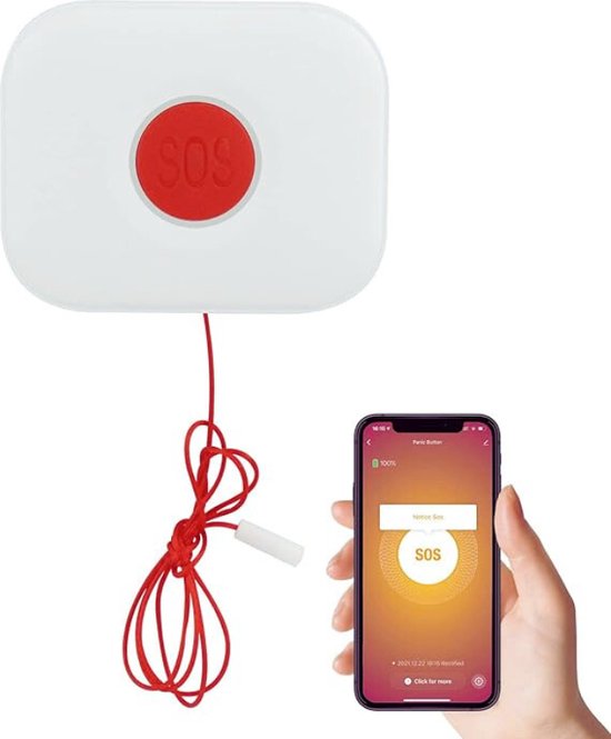 Daytech WiFi Tuya Smart noodoproepknop voor senioren op mobiele telefoon, WLAN SOS-noodoproep, thuisnoodoproep, senioren, noodknop, alarmsysteem (noodoproepknop 4-1
