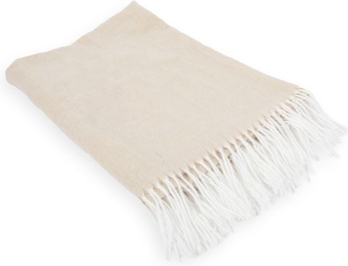 Tiseco Plaid AMALIA met franjes - 150x200 cm, zand