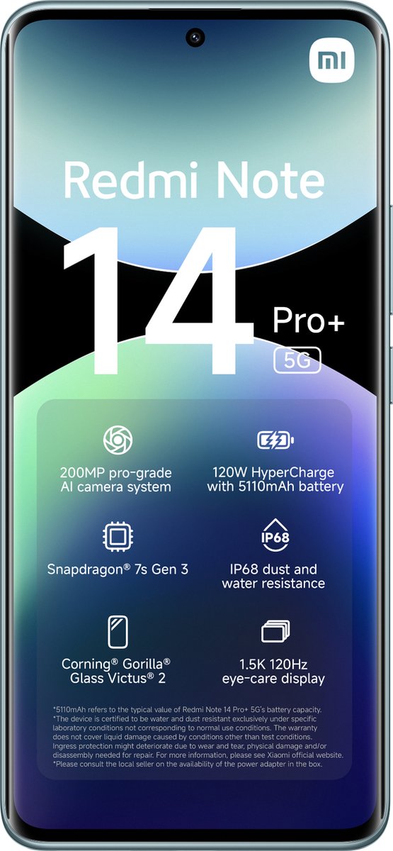 Xiaomi Redmi Note 14 Pro+ - 5G - 12GB/512GB - Frost Blauw thumbnail 2