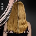 Vergelijking van het haar: "Voor" de behandeling van broos en breekbaar haar, en "Na" de behandeling met Syoss Keratin shampoo.