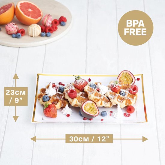 Elegante Witte Plastic Borden En Schalen Met Zilveren Rand Herbruikbaar Servies Voor Feesten 96 Stuks Witte Kleur Plastic Materiaal