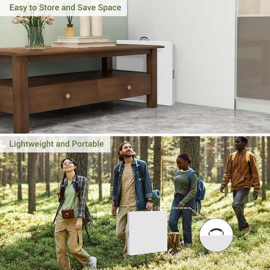 Klaptafel voor camping tuintafel van HDPE poten grijs gelamineerd staal 122 x 61 cm transporttafel voor BBQ picknick camping - inklapbaar - Lichtgewicht - Draagbaar camping table van Merkloos — afbeelding 3
