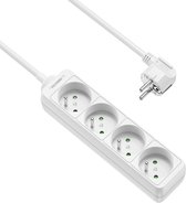 Allteq - Stekkerdoos met penaarde - 4-voudig - 1,5 meter - Wit